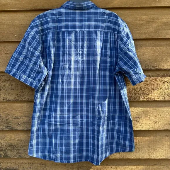 George Blue Plaid Button Down Short Sleeve Mens Shirt Size 3XL - Picture 7 of 10